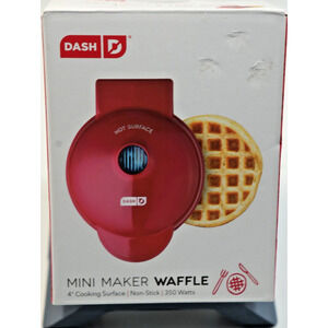 DASH Mini Waffle Maker 4 Inch Red‎ Removable Waffle Molds Nonstick 350 W